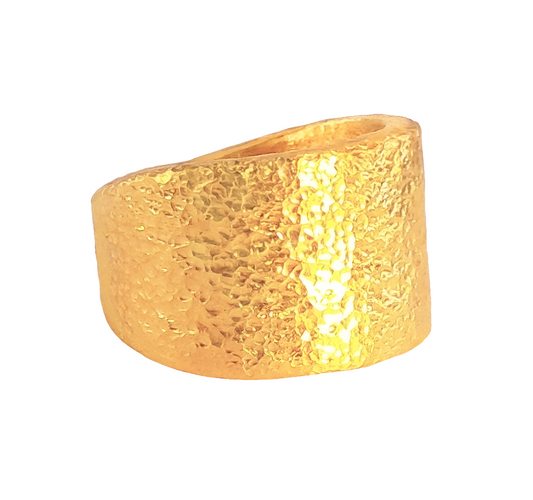 Custom Solid 24k 9999 Gold 46g size 6US Hammered Ancient Rome Signet Ring 20mm