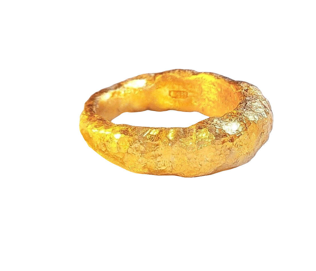 Hammered 24k Gold Hammered 9999 Gold Ring Organic Hammered 22k Gold Artist Ella Kripaka