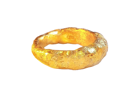Hammered 24k Gold Hammered 9999 Gold Ring Organic Hammered 22k Gold Artist Ella Kripaka