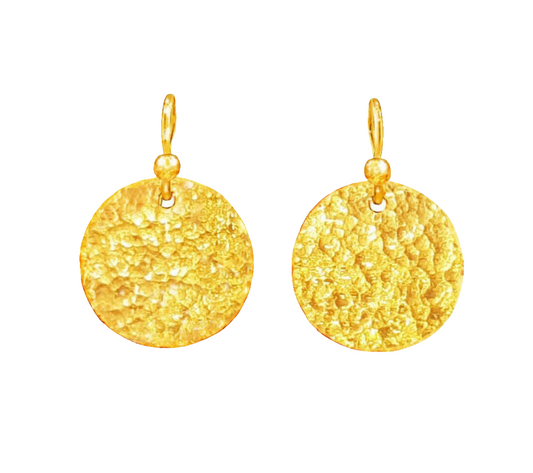 Custom 24K 9999 Gold 10g & 16g Hammered Disk Thick Earrings 25mm & 30mm Can Be 22k Gold