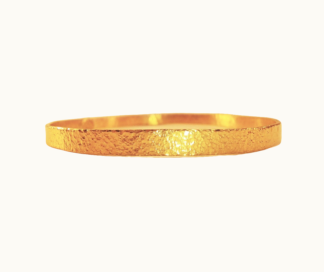 Custom hammered 22k gold bangle bracelet Ancient Rome, forged 22k gold bangle