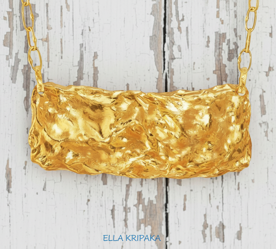 Hammered 24k 9999 Gold 9.2g &35.5g Organic Wavy Pendant 22k