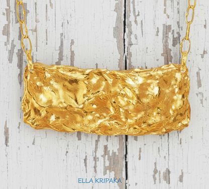 Hammered 24k 9999 Gold 9.2g &35.5g Organic Wavy Pendant 22k