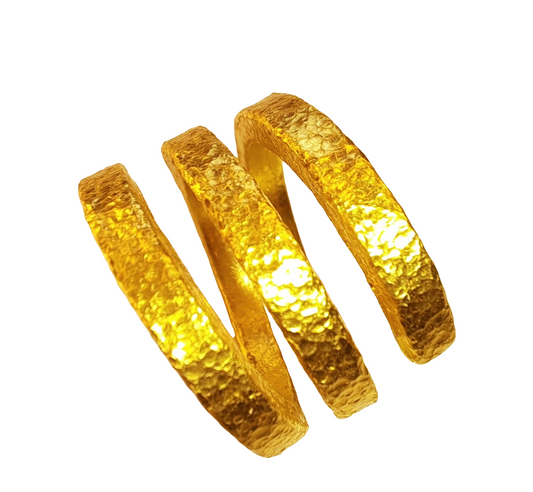 Hammered 24k Gold Hammered 9999 Gold Ring Ancient Rome Twisted Signet Hammered 22k Gold Artist Ella Kripaka