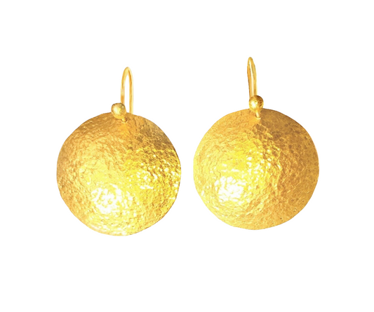 Custom 24k 9999 Gold 11g & 35g Hammered Dome Ancient Rome Earrings 35mm & 55mm Can Be 22k Gold