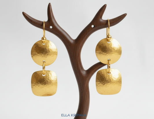 Hammered 24k 9999 Gold 11.5g &20.3g Ancient Rome Earrings 22k