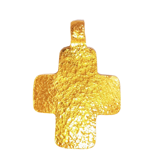 Custom Solid 24k 9999 Gold 7g and 23g, Hammered Byzantine Empire Cross Pendant Durable, Length 35mm and 60mm