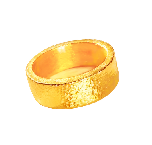 Custom Solid 24k 9999 Gold 12g/size 6US Hammered Ancient Rome Ring 6.5mm Thick 1.5mm Can Be 22k Gold