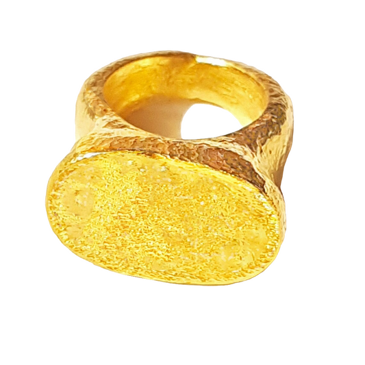 Custom Solid 24k 9999 Gold 65g/size 6US Hammered Ancient Egypt Signet Ring Can Be 22k Gold