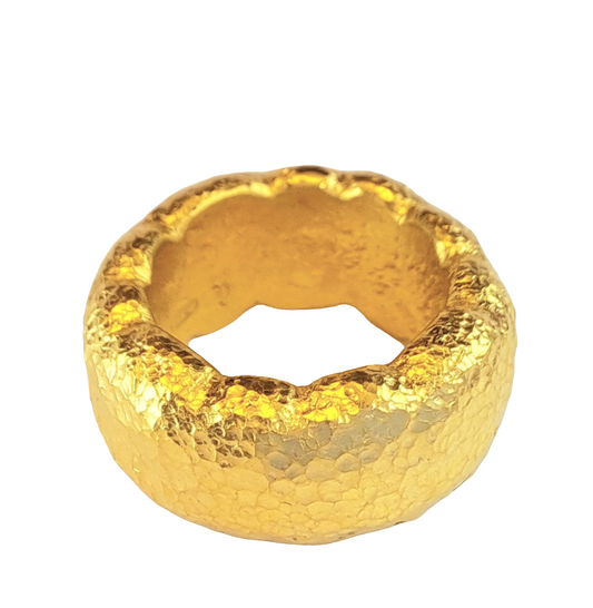 Hammered 24k Gold Hammered 9999 Gold Ring Organic Hammered 22k Gold Artist Ella Kripaka
