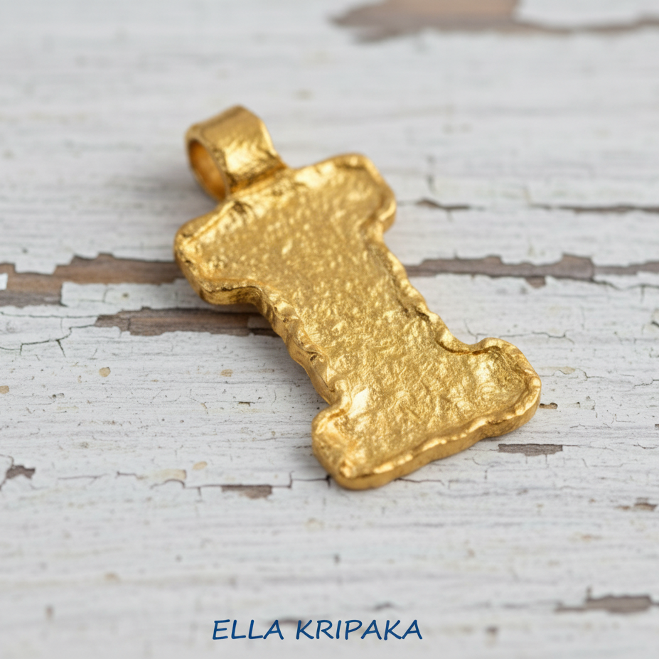 Hammered 24k 9999 Gold 7.2g &20g Organic Letter Initial I Pendant
