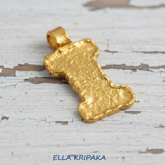 Hammered 24k 9999 Gold 7.2g &20g Organic Letter Initial I Pendant