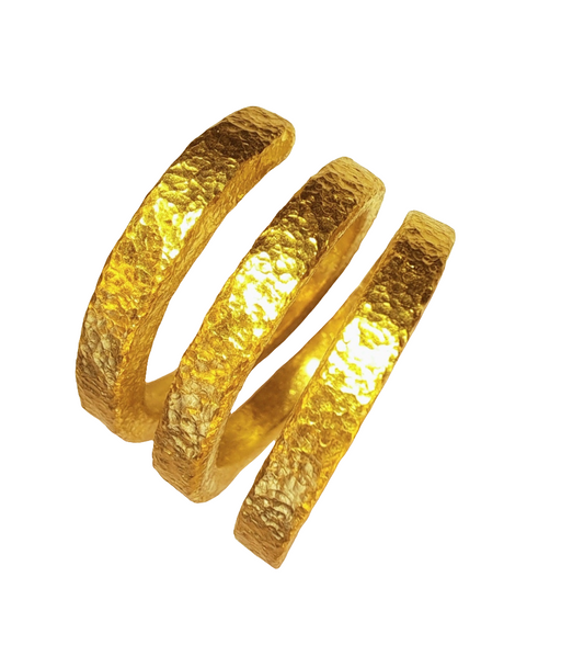 Hammered 24k Gold Hammered 9999 Gold Ring Ancient Rome Twisted Signet Hammered 22k Gold Artist Ella Kripaka