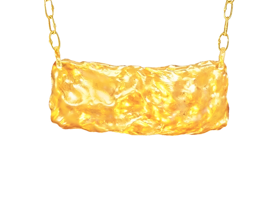 Custom Solid 24k 9999 Gold 9g and 35g, Hammered Uneven Wavy Organic Reliefs Pendant Durable, Length 50mm and 100mm