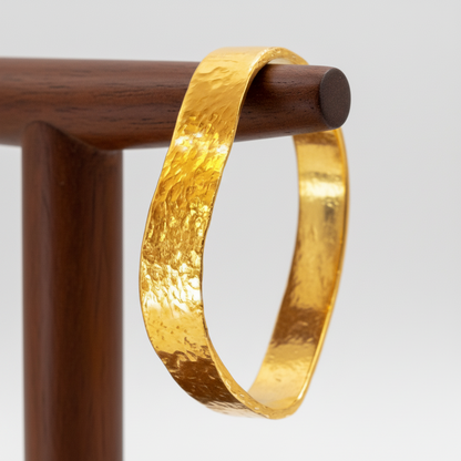 Hammered 24k 9999 Gold 86g Organic Bangle Bracelet 10mm Thick 2mm