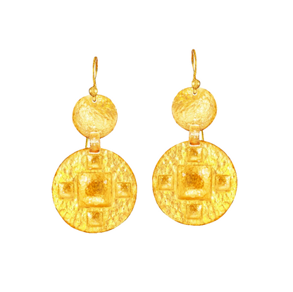 Custom 9999 24k Gold 15g & 36g Hammered Byzantine Earrings Size 50mm & 75mm Can Be 22k Gold