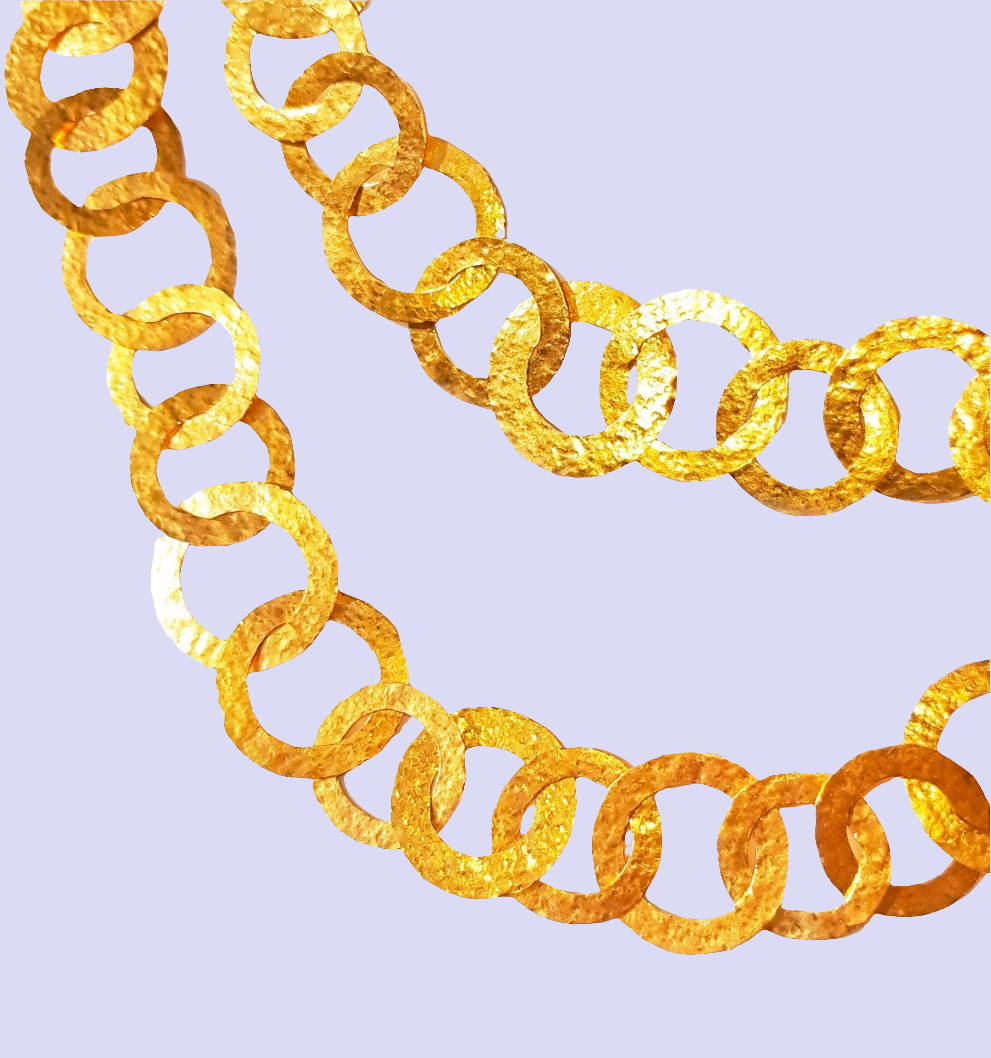 Custom hammered 22k gold chain necklace forged 22k gold chain