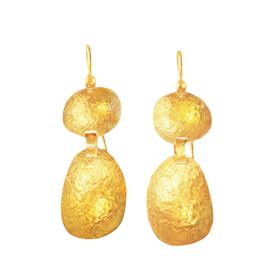 Custom Solid 24K 9999 Gold, 9g and 25g, Hammered Organic Uneven Convex Earrings, 50mm and 70mm