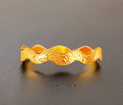 Custom Solid 24k 9999 Gold 65g/7in size Hammered Ancient Egypt Bracelet Bangle 12mm  Can Be 22k Gold