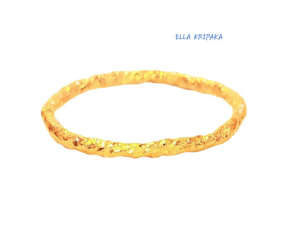 Custom Solid 24k 9999 Gold 72g/7in size Organic Hammered Bracelet Bangle 6.5mm Can Be 22k Gold