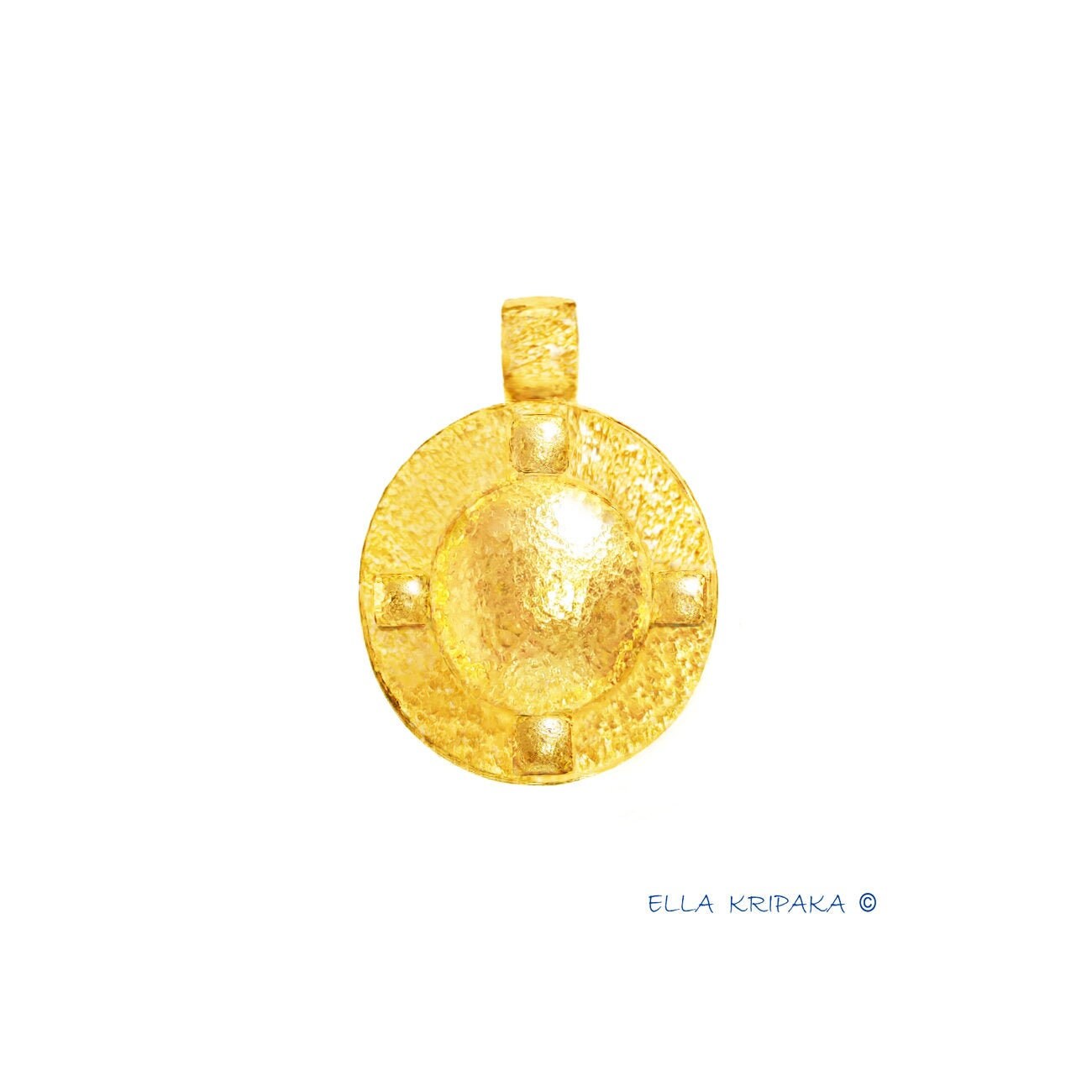 Custom Solid 24k 9999 Gold 13g and 35g, Hammered Byzantine Empire Dome Pendant Durable, Length 35mm and 56mm