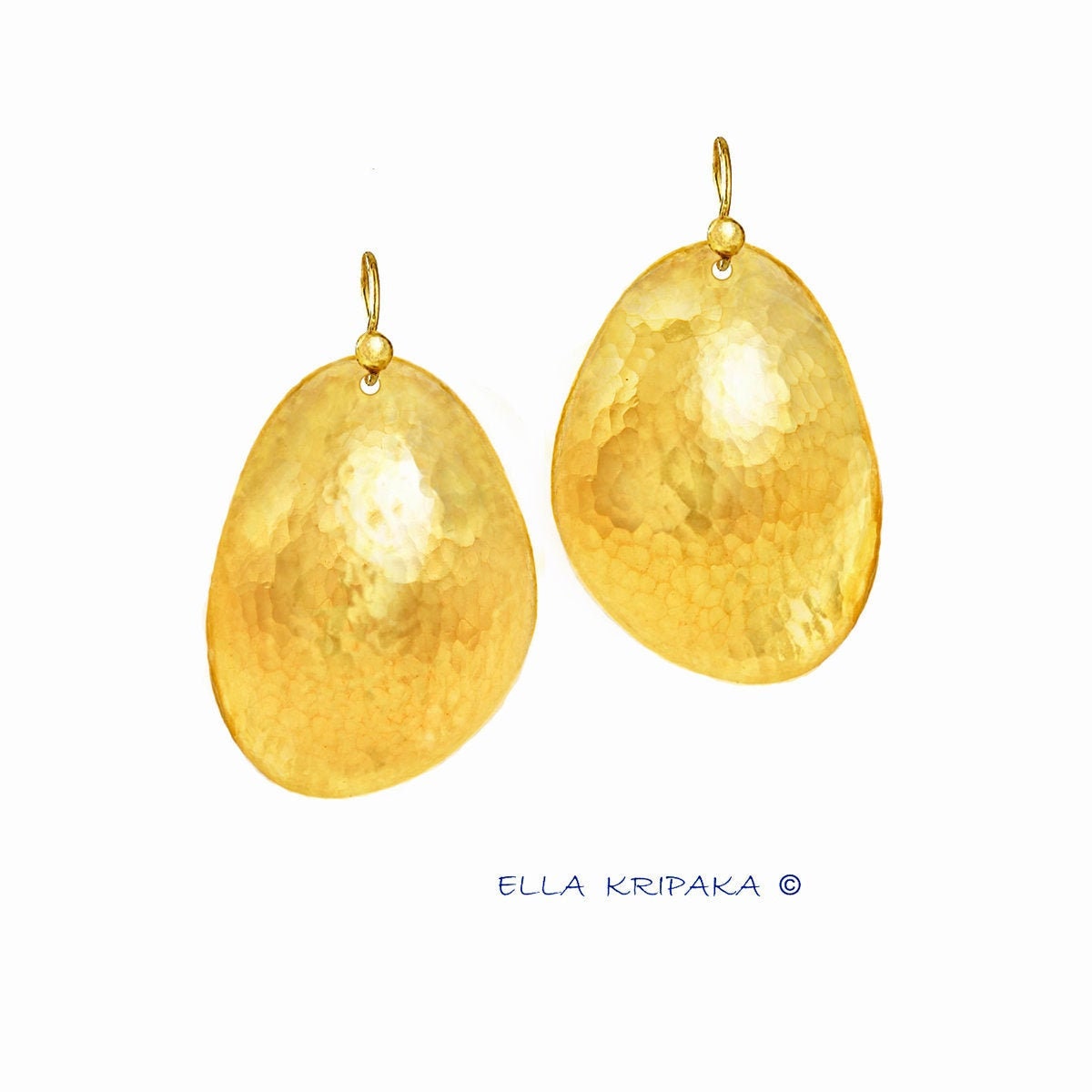 Custom Solid 24K 9999 Gold, 9.5g and 28g, Hammered Organic Uneven Dome Earrings, 35mm and 55mm