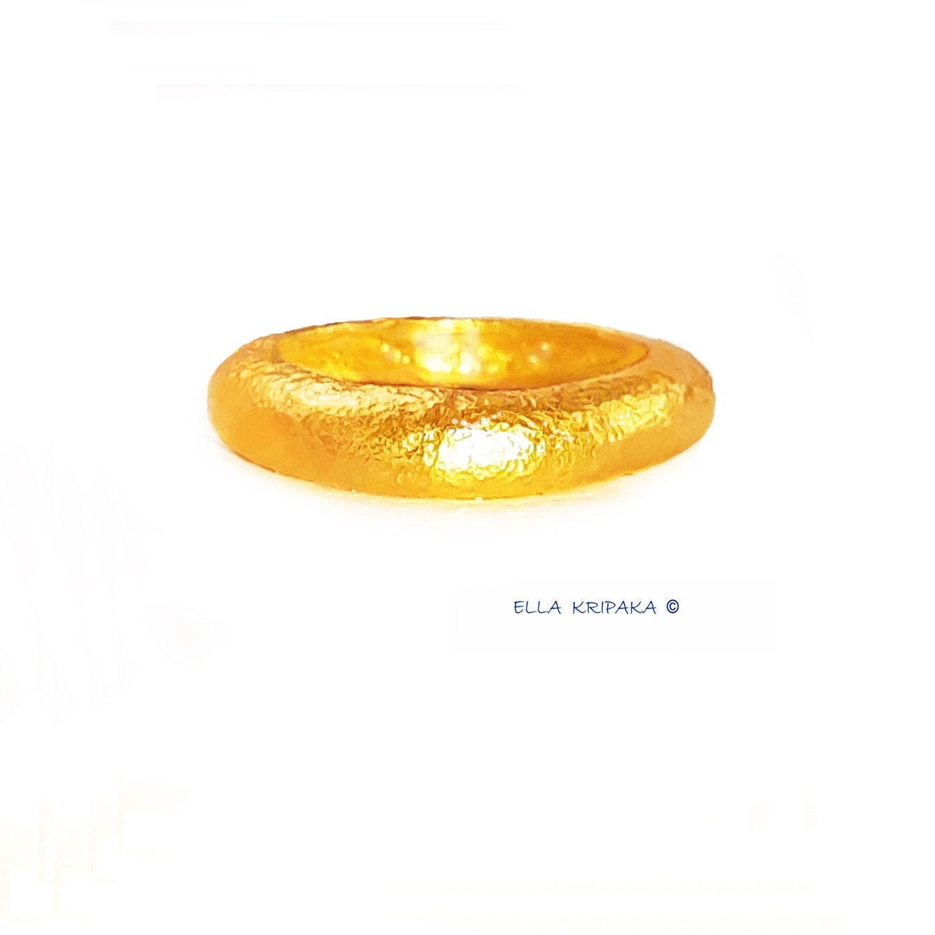 Custom Solid 24k 9999 Gold 17g Hammered Ancient Rome Ring Durable Not Hollow Wide 4.2mm Thick 3.5mm