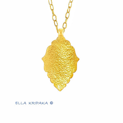 Custom Solid 24k 9999 Gold 7g and 22g, Hammered Baroque Byzantine Empire Ornament Pendant Durable, Length 35mm and 60mm