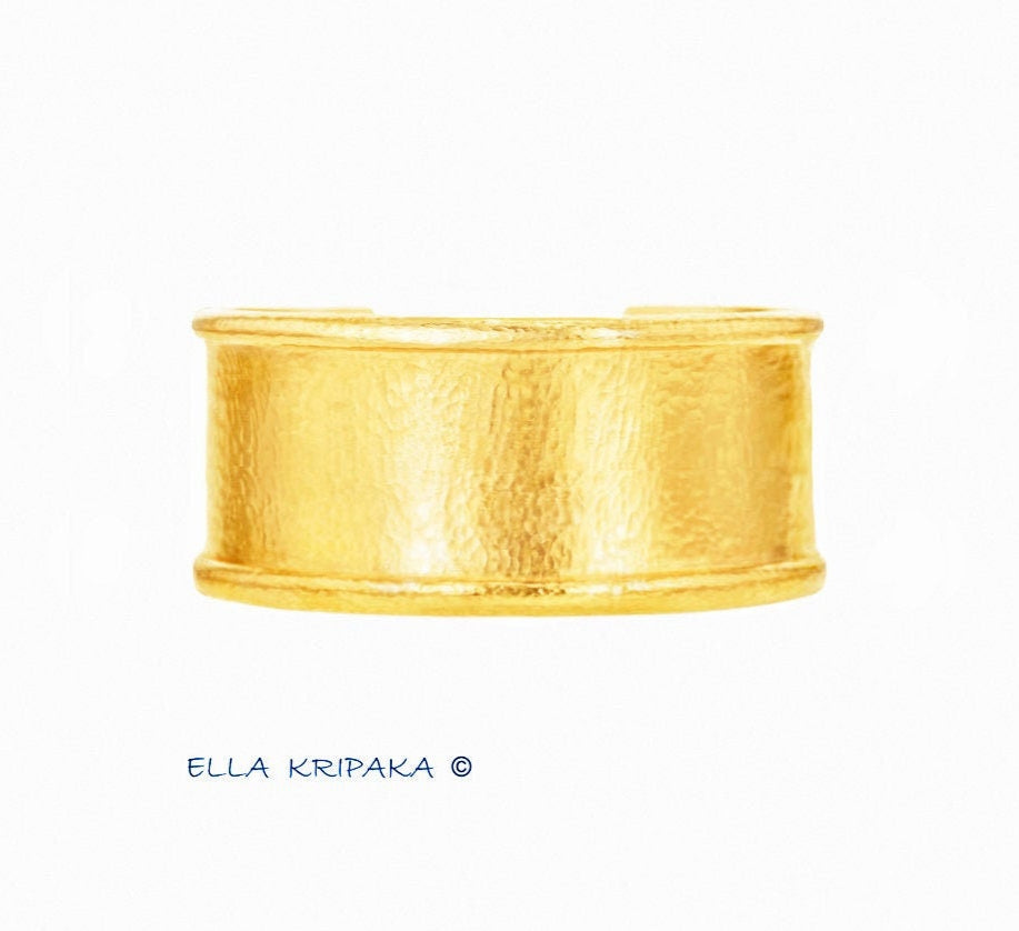 Custom Solid 24k 9999 Gold 100g/6in size Hammered Bracelet Cuff Ancient Rome 30mm Can Be 22k Gold
