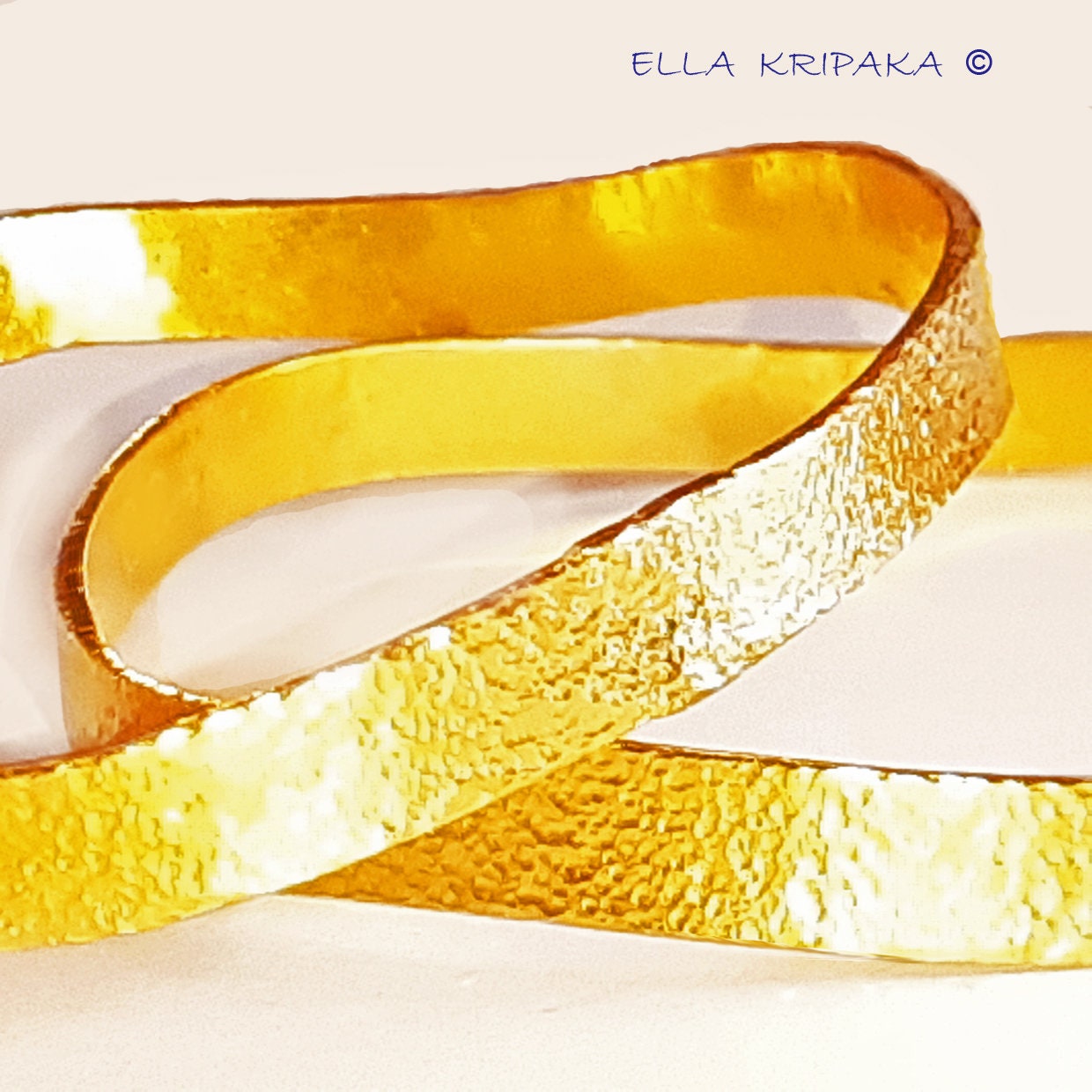 Custom Solid 22k 92.5% Gold 25g Hammered Uneven Bracelet Durable Bangle, Wide 7mm Thickness 1mm, Discount For 2