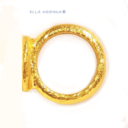 Custom Solid 24k 9999 Gold 21g/size 6US Hammered Ancient Rome Ring Signet 15mm Can Be 22k Gold