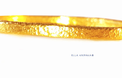 Custom Bangle Bracelet Solid 24k Gold Hammered as in Ancient Rome Durable, Wide 3.7mm Thick 3mm