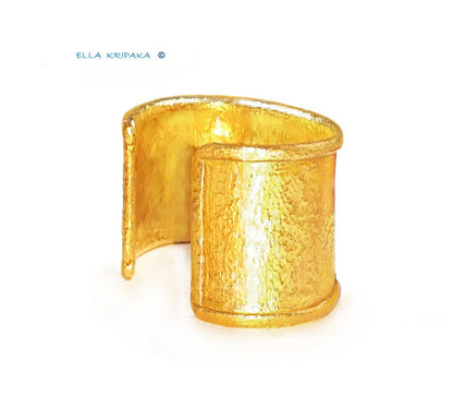 Custom Solid 24k 9999 Gold 125g/6in size Hammered Bracelet Cuff Ancient Rome 40mm Can Be 22k Gold