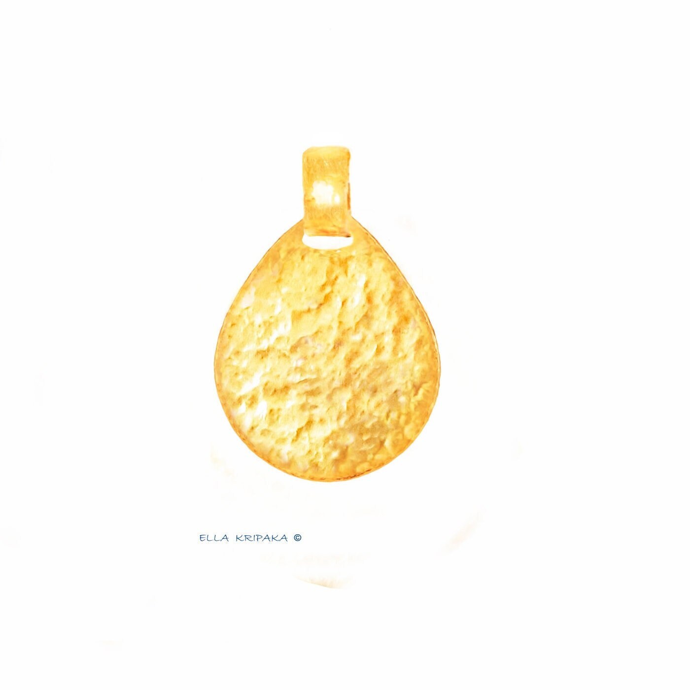 Custom Solid 24k 9999 Gold 5g and 7.5 Hammered Drop Pendant Durable Length 27mm and 32mm