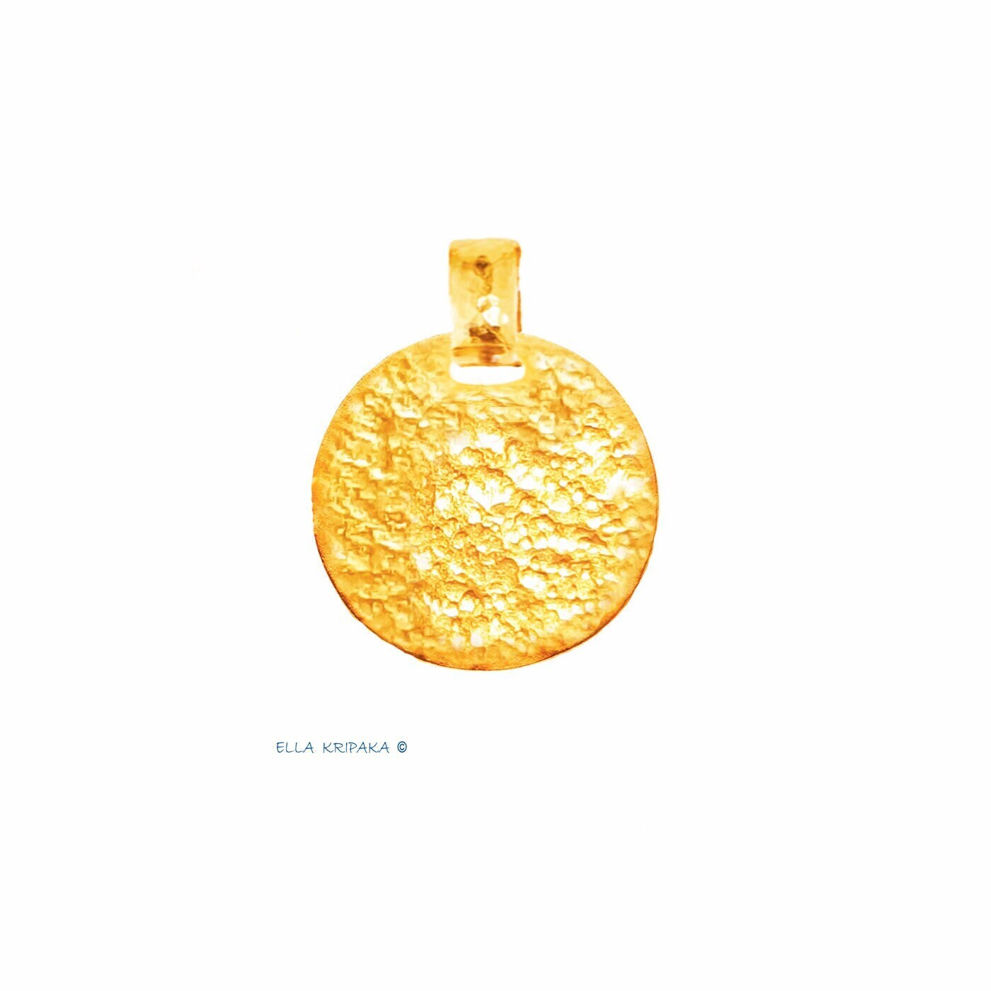 Custom Solid 24k 9999 Gold 5g and 7.5 Hammered Disk Pendant Durable Length 25mm and 30mm