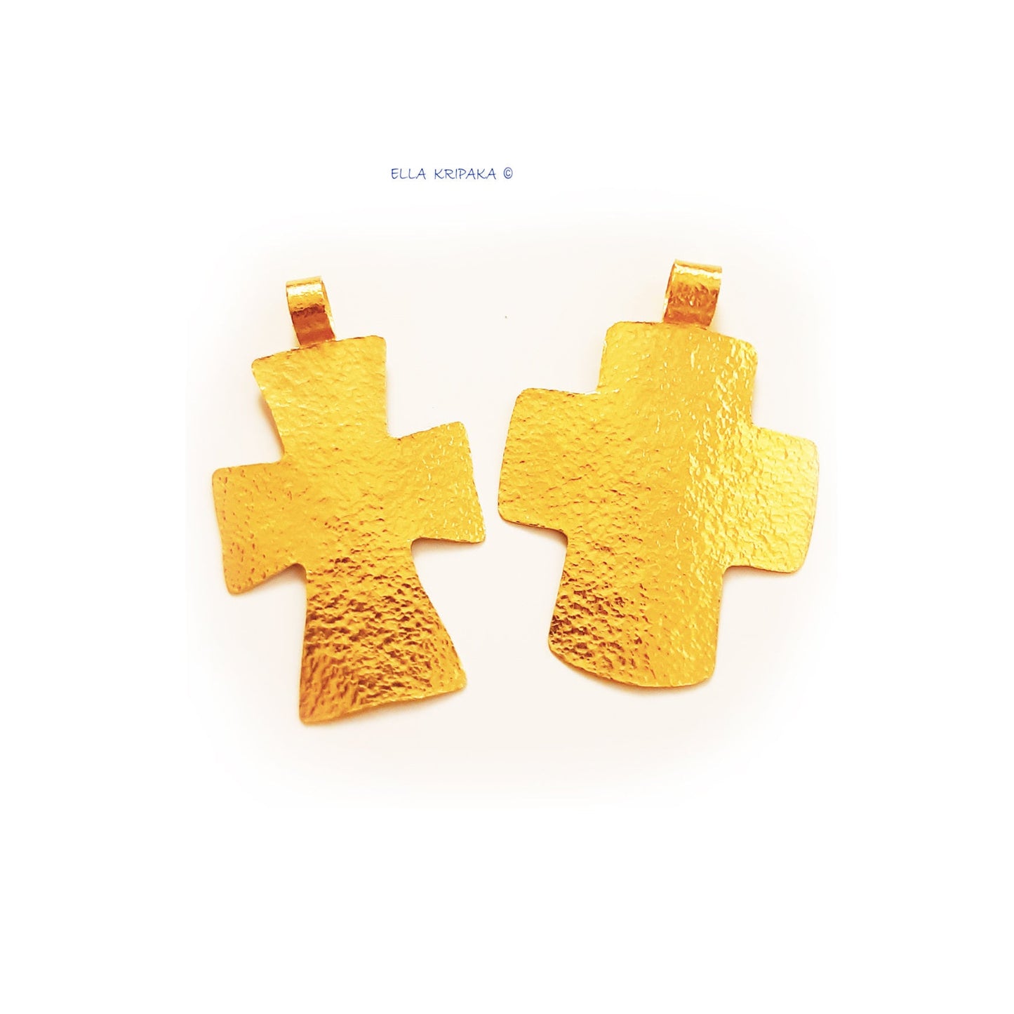 Custom Solid 24k 9999 Gold 7g and 23g, Hammered Byzantine Empire Cross Pendant Durable, Length 35mm and 60mm