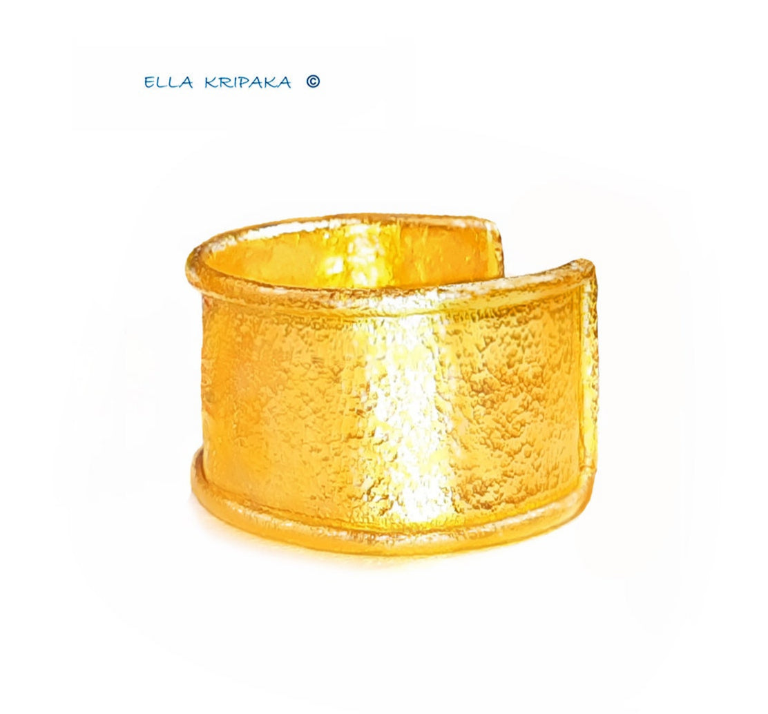 Custom Solid 24k 9999 Gold 125g/6in size Hammered Bracelet Cuff Ancient Rome 40mm Can Be 22k Gold