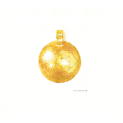 Custom Solid 24k 9999 Gold 9g and 25g, Hammered Ancient Rome Dome Pendant Durable, Length 35mm and 56mm