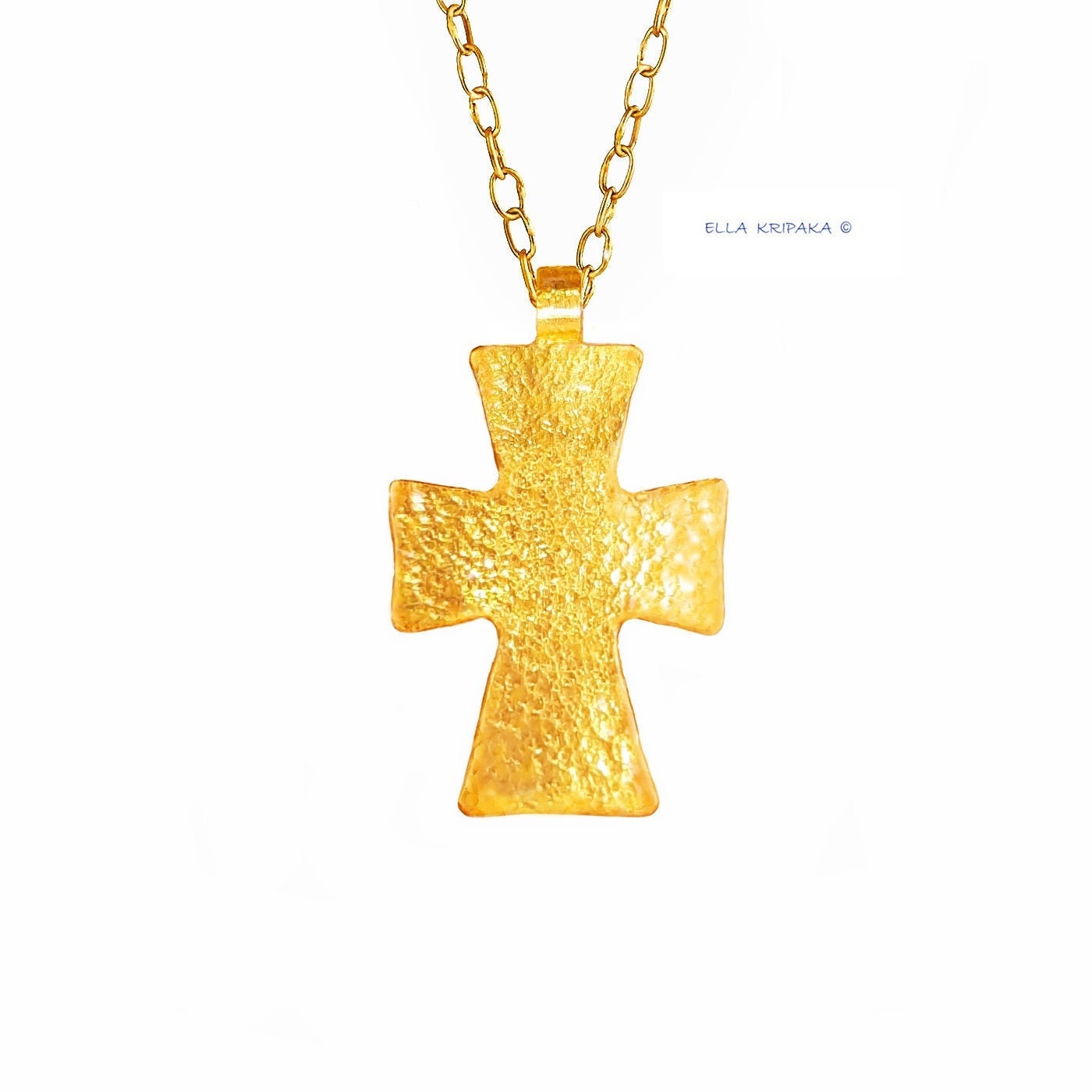 Custom Solid 24k 9999 Gold 6g and 21g Hammered Cross Byzantine Empire Pendant Durable Length 35mm and 60mm