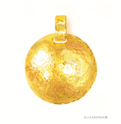 Custom Solid 24k 9999 Gold 9g and 25g, Hammered Ancient Rome Dome Pendant Durable, Length 35mm and 56mm