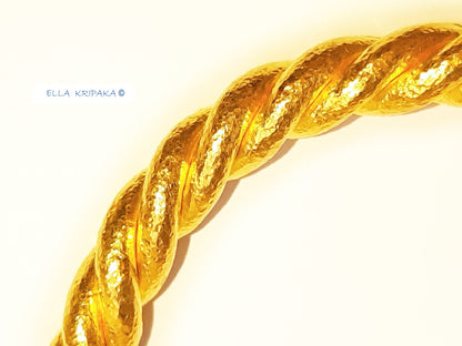 Custom Solid 24k 9999 Gold 125g/6in size Viking Hammered Twisted Bracelet Cuff 7.6mm Can Be 22k Gold