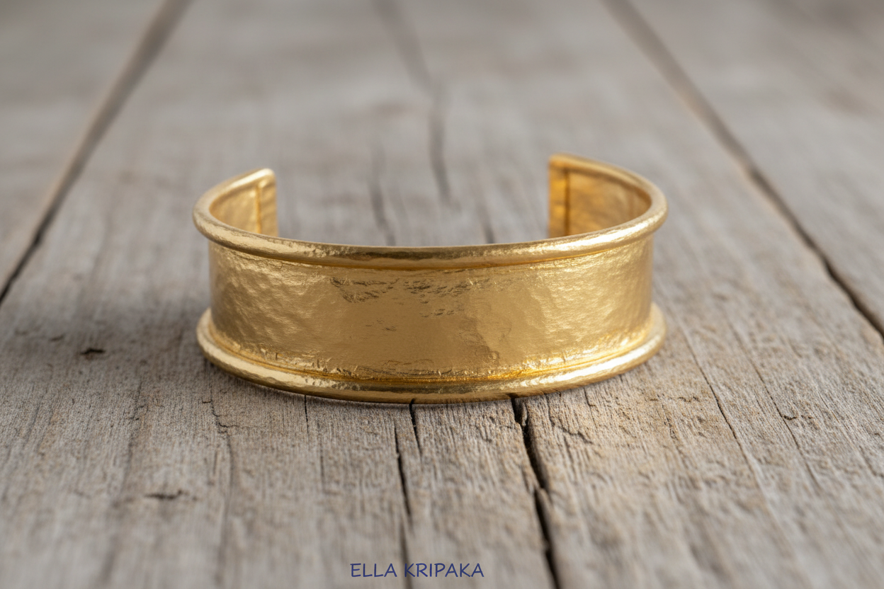 Hammered Solid 24k 9999 Gold 91g Ancient Rome Cuff Bracelet 22mm