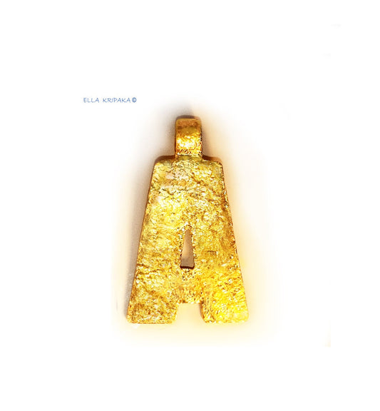 Custom Solid 24k 9999 Gold 7.5g & 21g Hammered Monogram Letter A Pendant 35mm & 56mm Order Your Initial Can Be 22k Gold