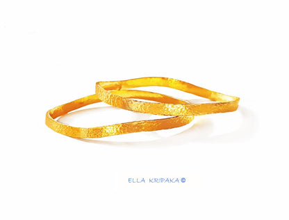 Custom Solid 22k 92.5% Gold 16g Hammered Uneven Bracelet Durable Bangle, Wide 4.5mm Thickness 1mm, Price For 1, Discount For 2