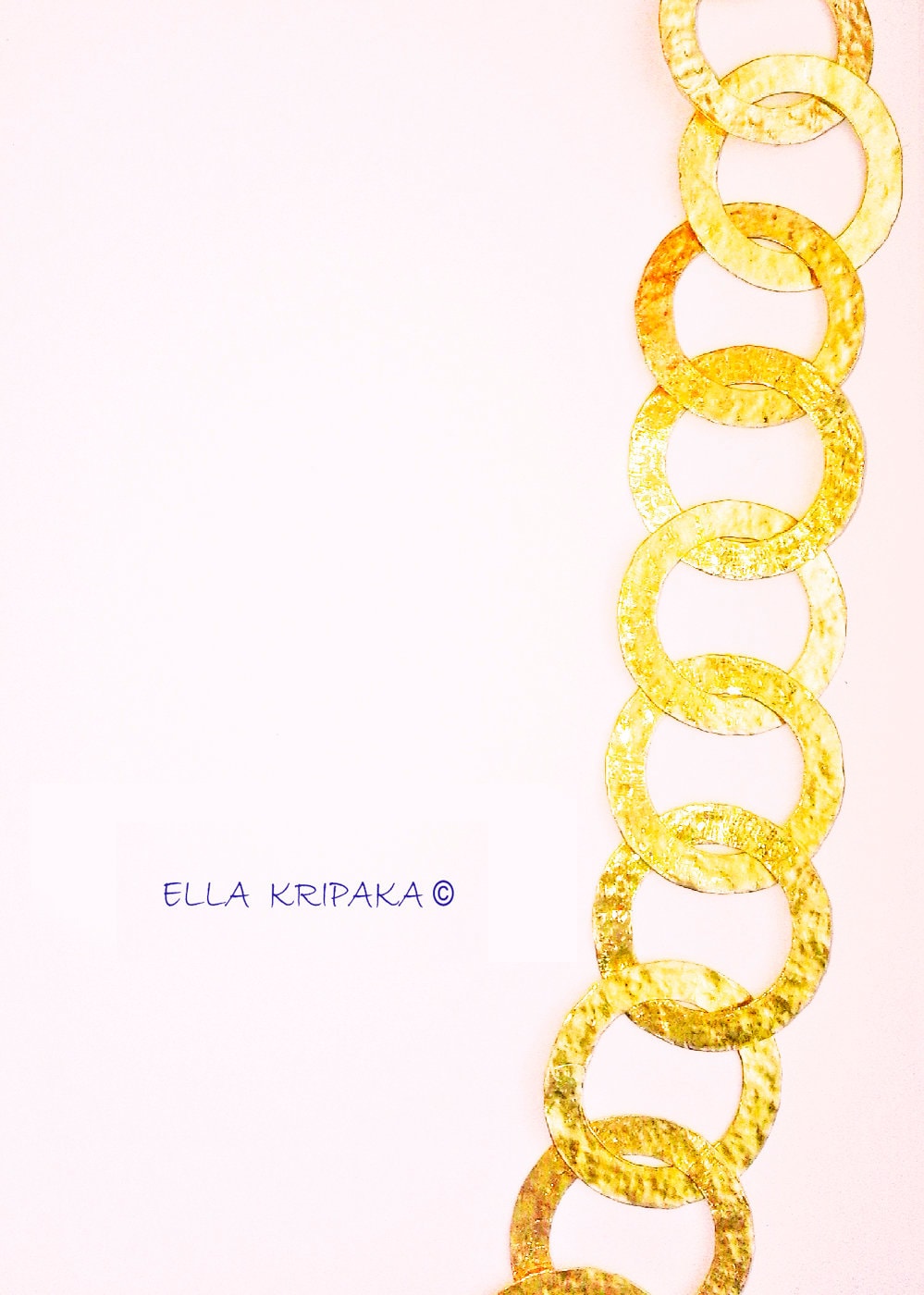 Custom Solid 22k 92.5% Gold 100g Hammered Chain Necklace Durable, Link 22mm, Length 61cm 24in Thick Hook Clasp