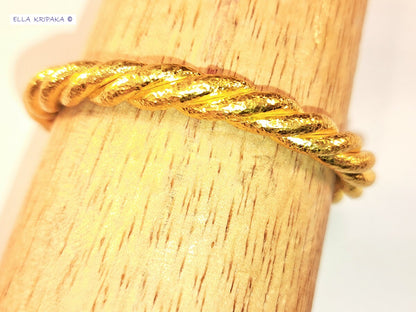 Custom Solid 24k 9999 Gold 125g/6in size Viking Hammered Twisted Bracelet Cuff 7.6mm Can Be 22k Gold