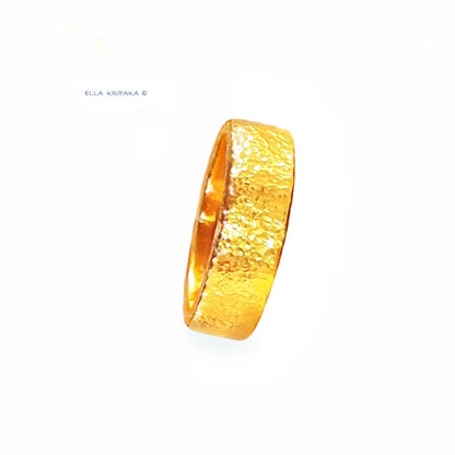 Custom Solid 24k 9999 Gold 12g Hammered Ancient Rome Ring Durable Wide 6.5mm Thickness 1.5mm Discount For 2