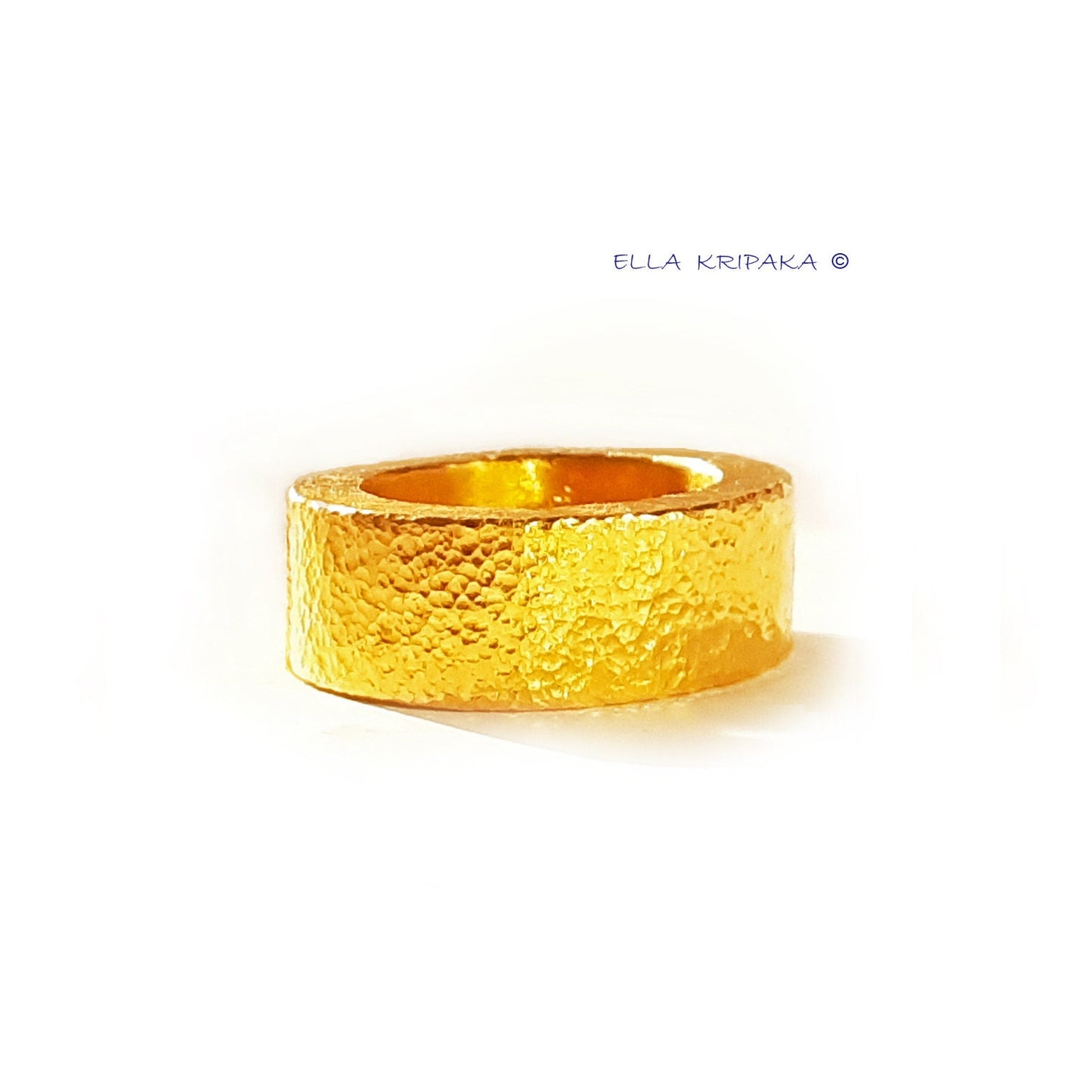 Custom Solid 24k 9999 Gold 18g Hammered Ancient Rome Ring Durable Hollow Inside Wide 11mm Thick 3mm Borders