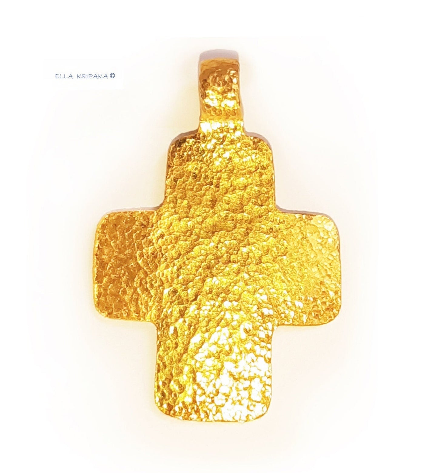 Custom Solid 24k 9999 Gold 11g and 35g, Hammered Byzantine Empire Cross Pendant Durable, Length 35mm and 60mm