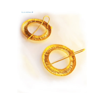 Custom Solid 24K 9999 Gold, 10g and 28g, Hammered Convex Hoops as in Ancient Rome Earrings, 40mm and 60mm